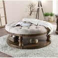 thumbnail image 2 of Furniture of America Joss Rustic Wood Round Tufted Coffee Table in Antique Oak, 2 of 5