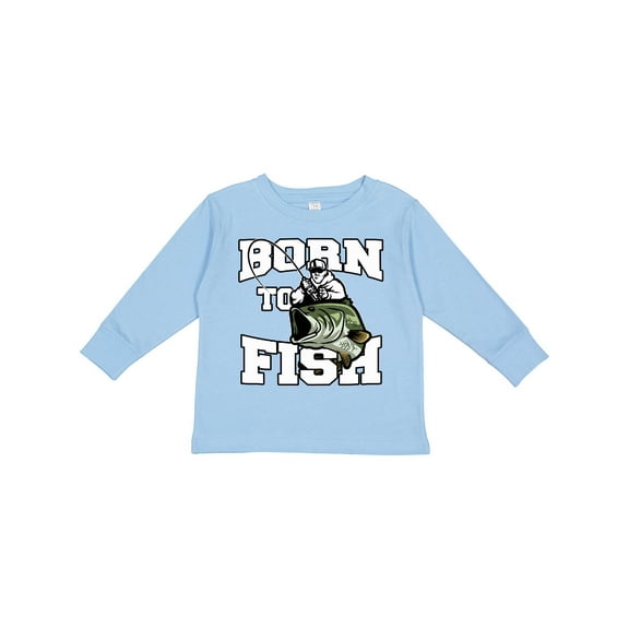 Inktastic Born to Fish Boys or Girls Long Sleeve Toddler T-Shirt