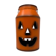 Halloween Jack O Lantern Metal Rustic Decor Candle Holder Indoor Outdoor Large Burned Orange 12.5" x 7.5"