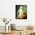 thumbnail image 2 of Vintage Halloween Ghost and Pumpkin Canvas Wall Art Painting,Gothic Print Pictures for Home Wall Decor Horror Creepy Dark Posters for Living Room Home Halloween Party Decor Framed, 2 of 5