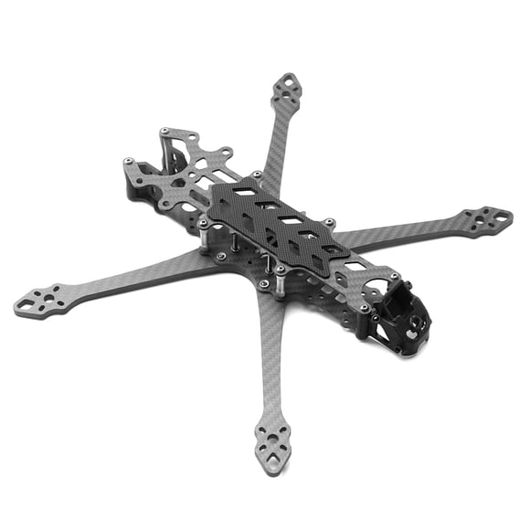 Dark Grey Carbon Fiber 7" Freestyle FPV Frame Kit - 5.5mm Arms, 2.5mm Top Plate, 281mm Motor Distance, 128.3g Weight, Compatible with F4/F7 Controllers, 2207-2812 Motors, 7" Propellers, 4-6S Lipo
