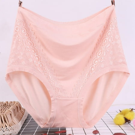 ylioge Womens Underwear Plus Size XL-4X Lace Splice High Waisted Soft-Modal Panties Ladies Casual Stretchy Basic Solid Full-Coverage Briefs Clearance