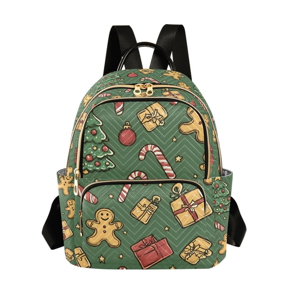 FORMRS Mini Backpack Purse for Women Quilted Travel Daypack Casual Shoulder Bag, Yellow Christmas Gingerbread