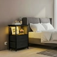 thumbnail image 6 of Tomnk LED Nightstand with Charging Station, Bedside Table Night Stand with 2 Fabric Storage Drawers, Black, 6 of 7