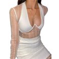 thumbnail image 4 of Camiseta de mujer VISgogo, camisetas de manga larga transparentes de retazos ajustadas para mujer para fiesta de Club VISgogo moda, 4 of 9