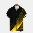 thumbnail image 2 of ZCFZJW Men's Casual Short Sleeve Button Down Bowling Summer Loose Regular Fit Hawaiian Beach Shirts Trendy Striped Color Block Printed T-Shirts with Pockets Yellow L, 2 of 4