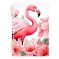 thumbnail image 2 of Flamingo Flowers Floral Leaves Ring Binder Notebook Journey Note Diary College Ruled Spiral Notebook Study Loose Leaf Paper A5 60 Pages, 2 of 8