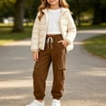 thumbnail image 6 of DJDLJWCJ Big Boys Cargo Pants Elastic Waist Drawstring Jogger Pants School Uniform Pants Lightweight Side Pocket Casual Pants Brown Size 14, 6 of 10