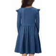 thumbnail image 3 of KISSMODA Girls Long Sleeve Casual A-Line Ruffle Skater Dress, 4-22 Years, 3 of 3