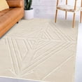 thumbnail image 4 of Teppich Homes Handmade 8x11 Geometric Pattern Wool Rug - Cream Color Tufted Carpet for Living Room And Bedroom, 4 of 6