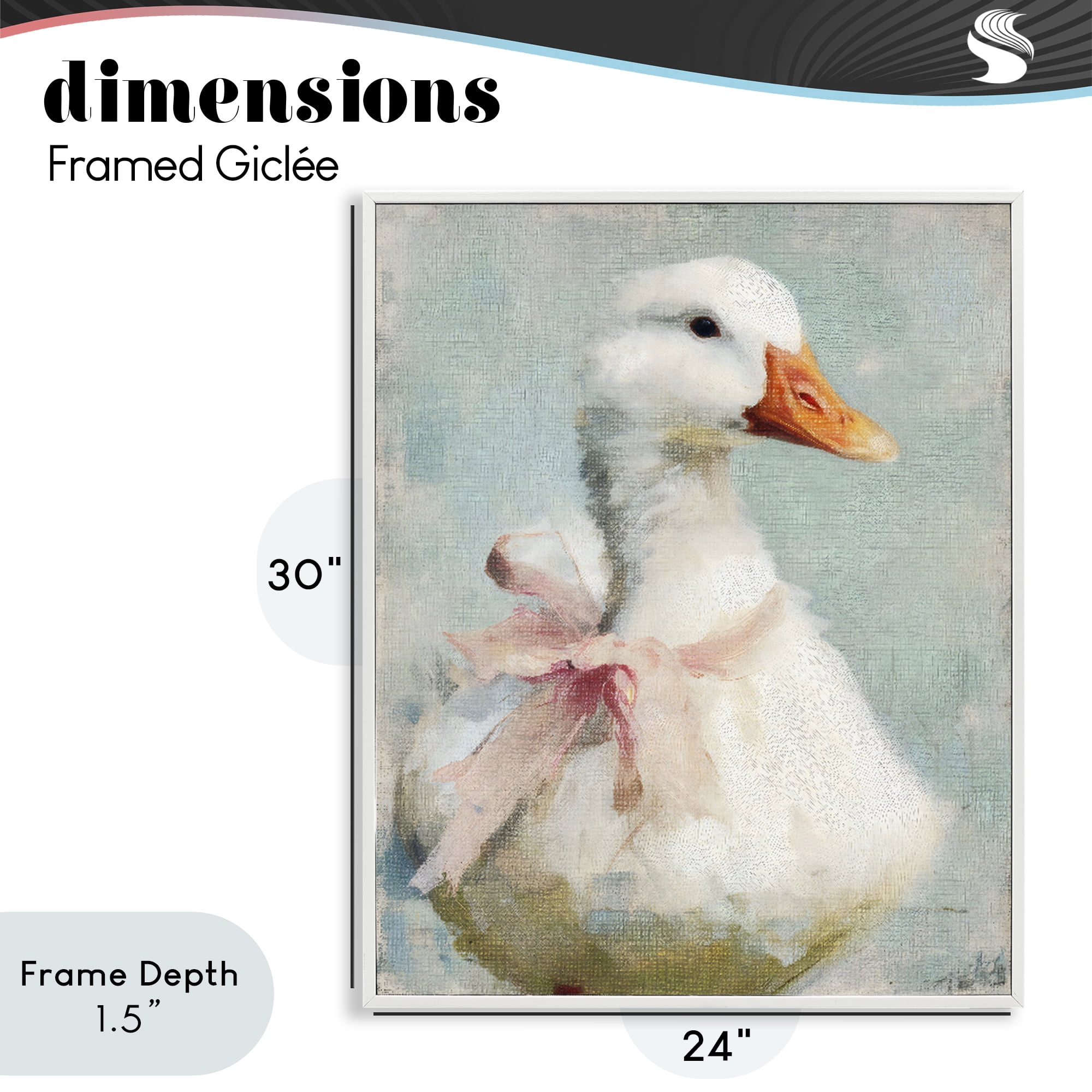 Stupell Industries Soft Pink Bow Goose White Framed Giclee Art, design by LSR Design Studio