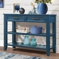 thumbnail image 3 of Mid-century Style Solid Wood Sideboard With Drawer And Shelf Storage, Console Table In Navy Blue For Bedroom Decoration 42'' Ample Storage Space, Buffet Living Room, 3 of 5