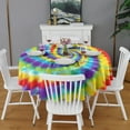 thumbnail image 2 of Colorful Rainbow Tie Dye Spiral Pattern Round Tablecloth 60"x60",Wrinkle Wipeable Table Cloth for Kitchen Dining Room Picnic Patio Party, 2 of 6