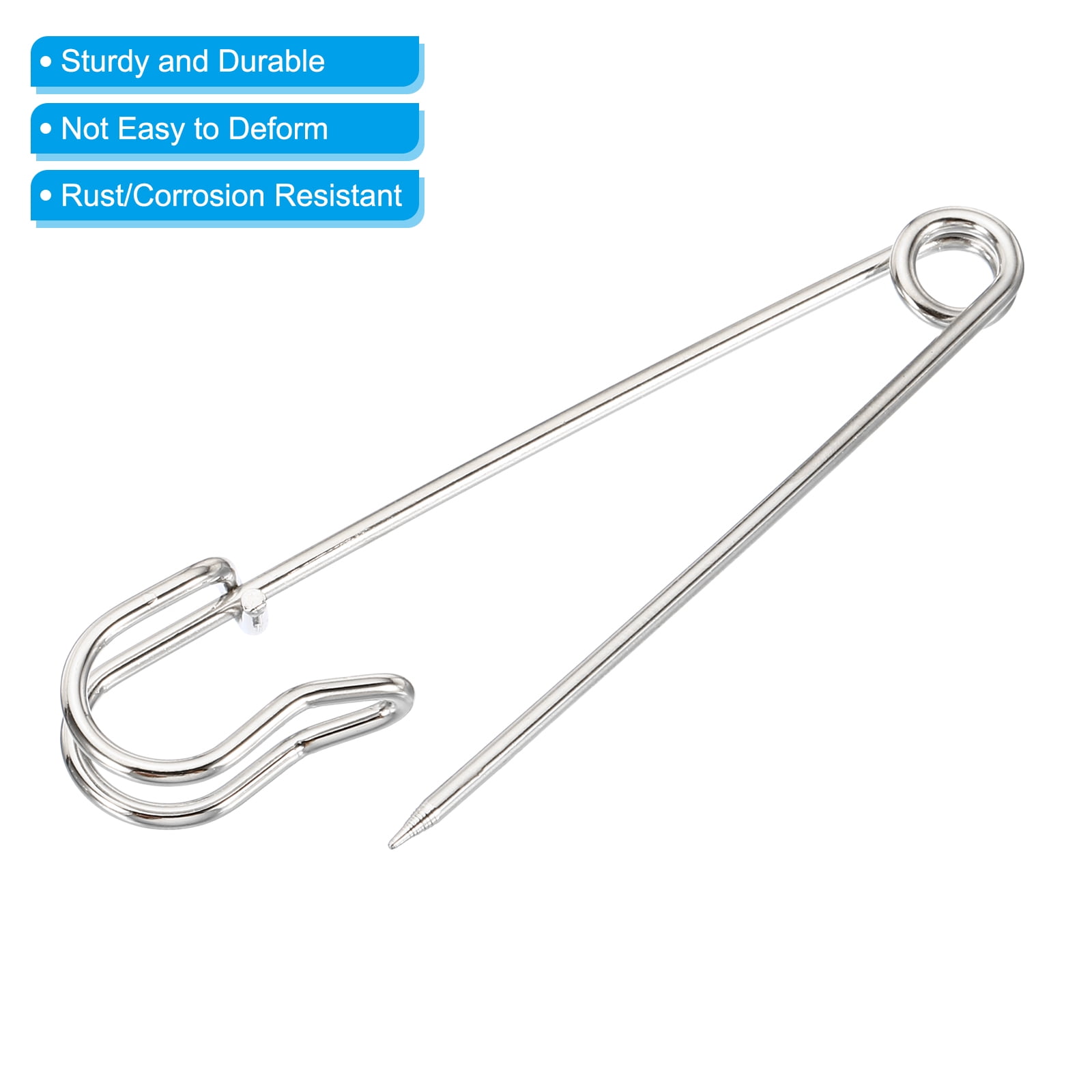 Unique Bargains Durable and Versatile Safety Pins Sewing Pins Silver Tone 2.95 Inch