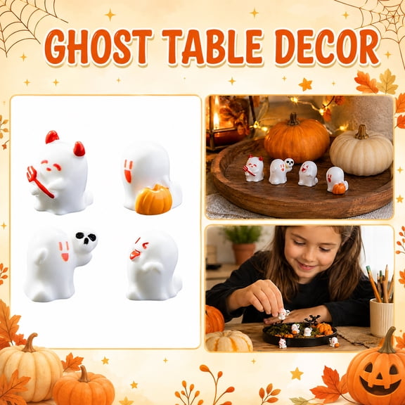 Halloween Ghost Decor Cute Ghost Decor 0.6 Inch Spooky Halloween Decor for Indoor Table Aesthetic Home Party Tiered Tray Display, 1 Pack