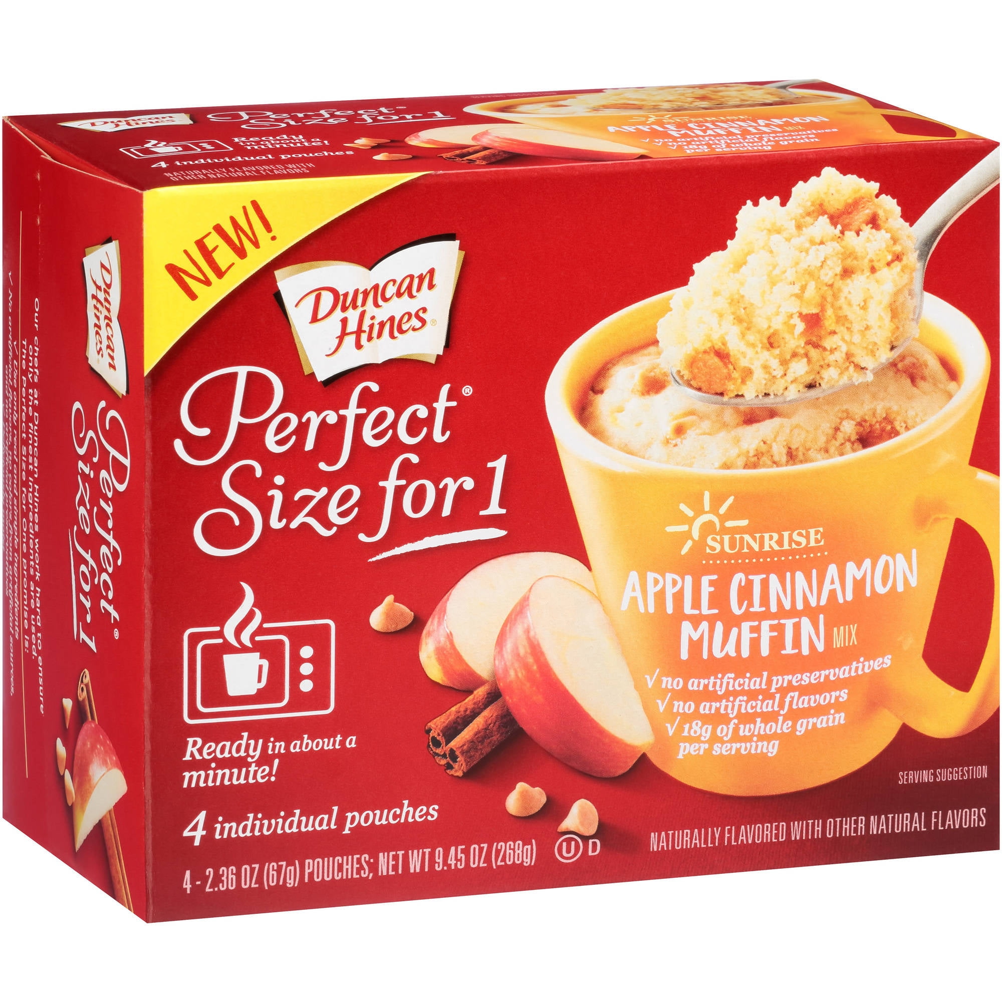 Duncan Hines Perfect Size for 1 Sunrise Apple Cinnamon Muffin Mix 4-2.36 oz. Pouches by Generic