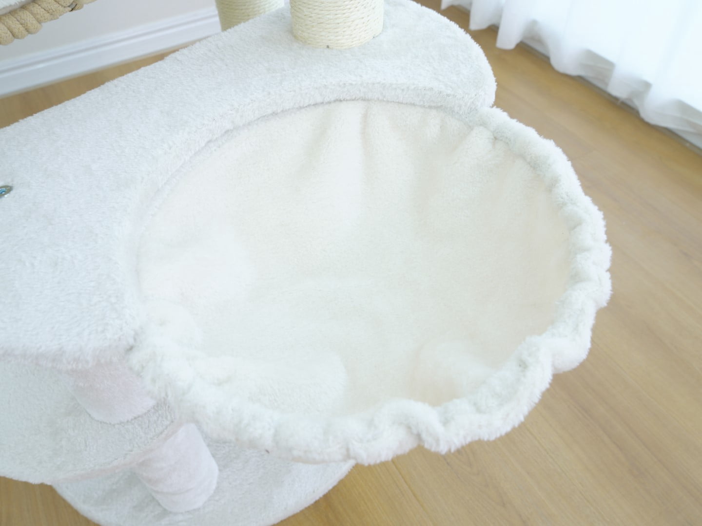 Home4Cat 48" Cat Tree with Two Handwoven Basket Bed, Hammock, Sisal Scratching Posts, Beige & Cream