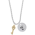 thumbnail image 1 of Delight Jewelry Goldtone Silvertone Small Open Paw Key Silvertone Script Initial Disc - E - Charm Necklace, 20"+3", 1 of 4