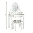 thumbnail image 2 of Costway Makeup Table & Stool Set Wood Vanity Dressing Desk W/Mirror and 4 Drawers, 2 of 9