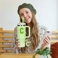 thumbnail image 3 of YWC-8PCS Green Cup Accessories Set For Stanley 30oz 40oz,Including Boot,Spill Proof Stopper,2PCS Stanley Straw Cover and 2PCS Sticker Letter (Letter C), 3 of 4