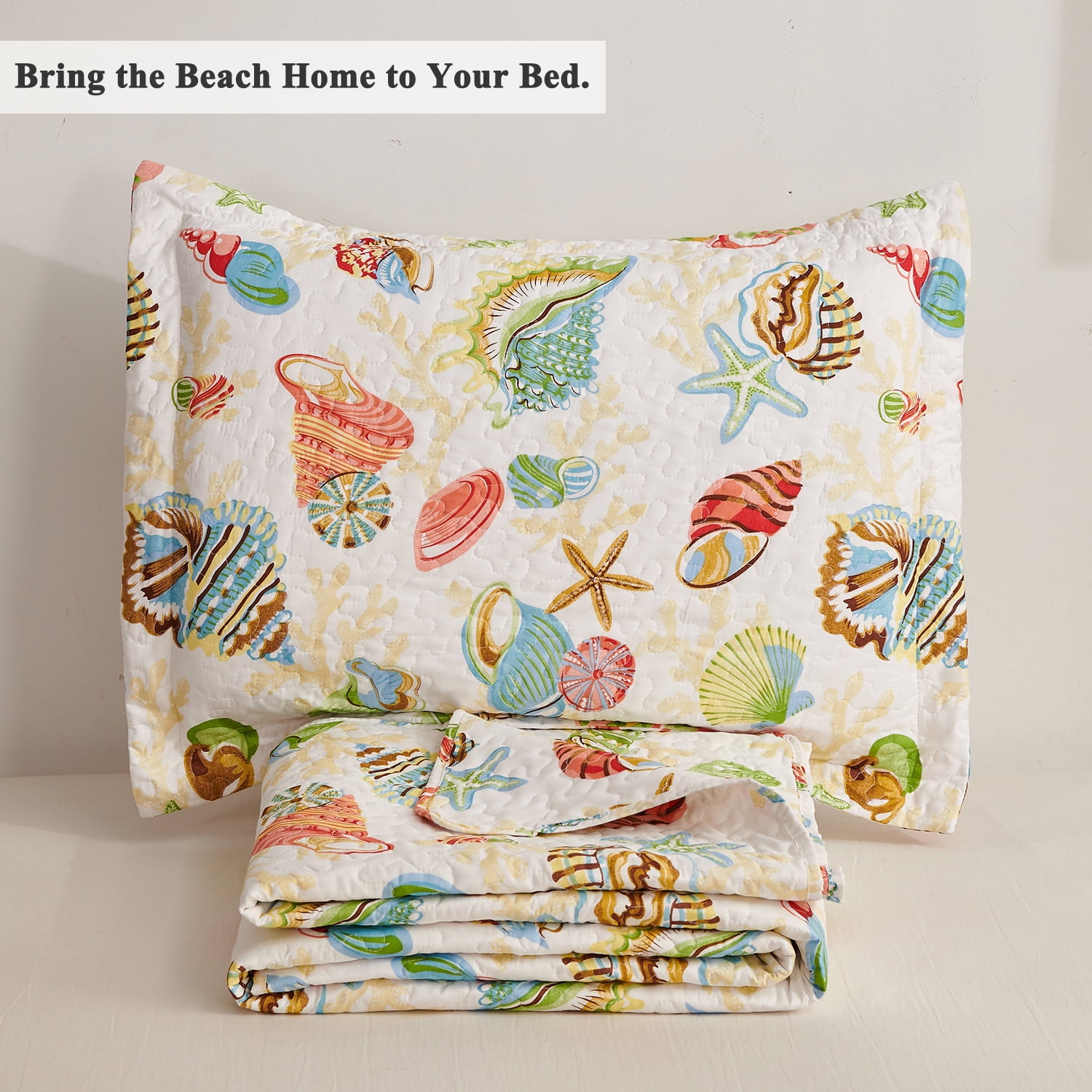 Jessy Home Quilt Twin Ocean Bedspread Microfiber Bedding Lightweight Yellow Coverlet