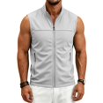 thumbnail image 5 of Men's Solid Color Golf Vest, Stand Collar Full Zip Sleeveless Jacket with Zipper Pockets, Lightweight Casual Golf & Outdoor Vest Size 4XL Gray, 5 of 9
