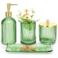 thumbnail image 1 of Juego de accesorios de baño Haturi Green Glass, 4 piezas con dispensador, 1 of 7