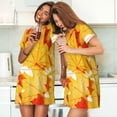 thumbnail image 4 of Easygdp Autumn Maple Leaves Camisón de manga corta para mujer, informal, estampado, 4 of 6
