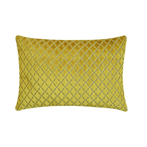 Funda de almohada lumbar decorativa HomeCentric verde chartreuse de 30 x 50 cm (12 x 20 pulgadas), terciopelo con textura enrejada, terciopelo, almohada oblonga con estampado geométrico, estilo