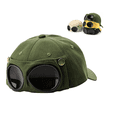 thumbnail image 2 of Men's Korean-Style Pilot Baseball Cap - Vintage Aviator Hat with Glasses-Ready Design, Curved Brim, Casual Outdoor Sun Hat for Spring & Summer Green, 2 of 6