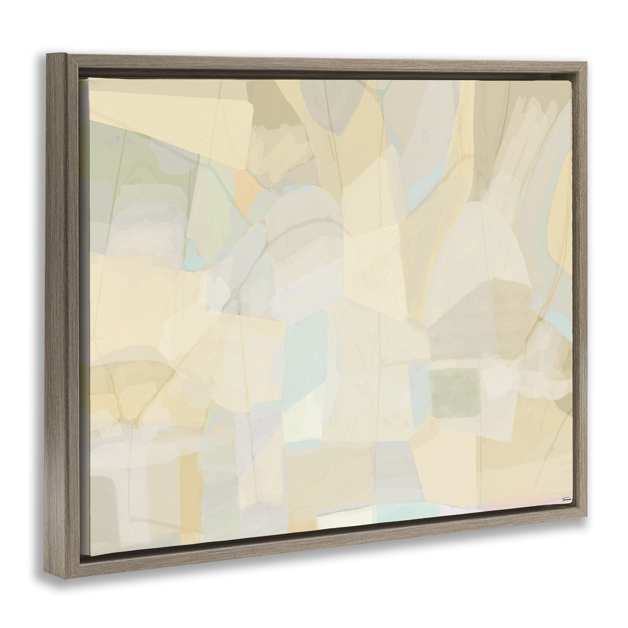 Stupell Industries Neutral Geometric Pattern Abstract Painting Brown Floater Framed Canvas Art Print Wall Art, 21 x 17