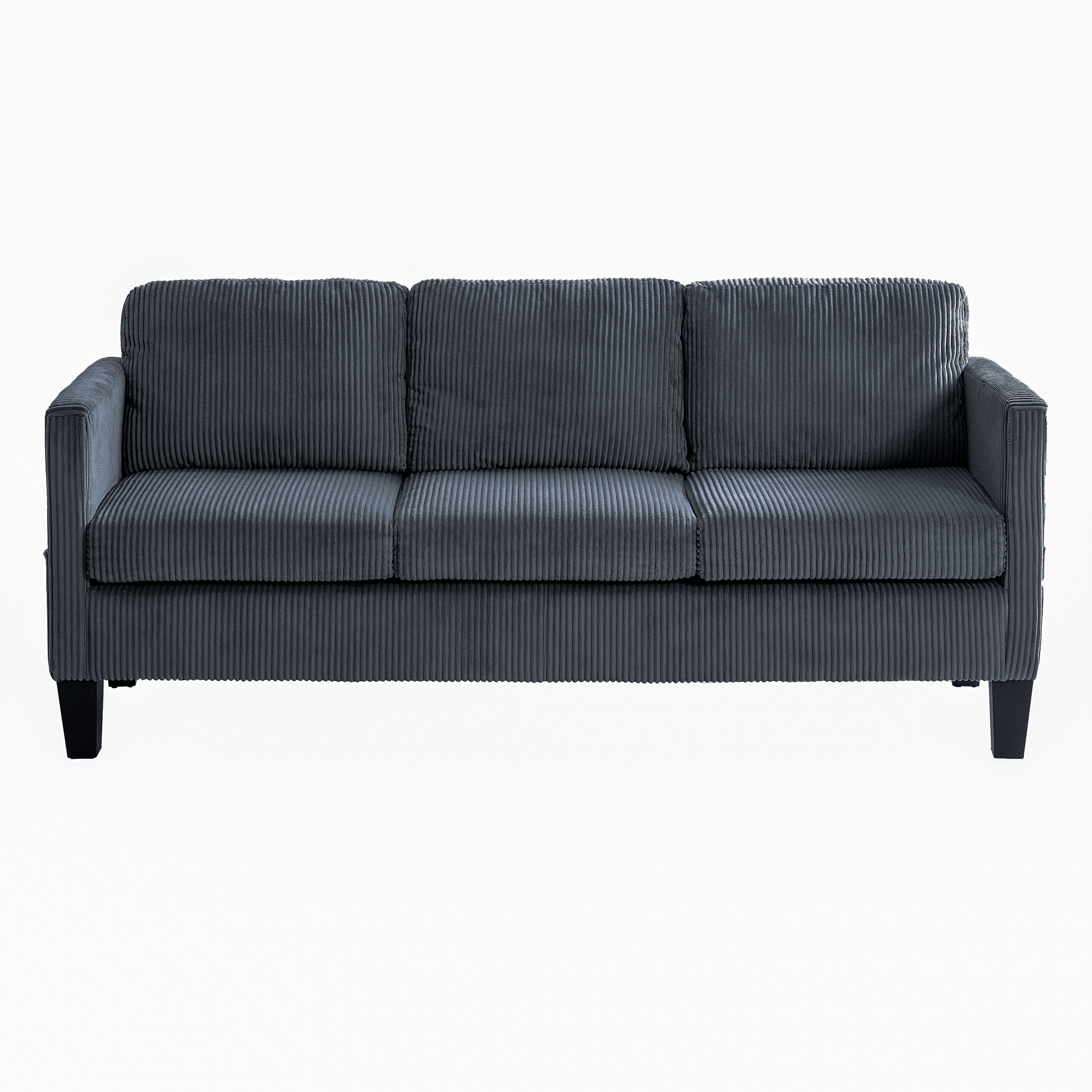 Gewnee L-Shaped Sofa,Modern Three-Seaters Upholstered Sofa,Sectional Sofa with Storage Ottoman and Side Pockets,Suitable for Apartments and Living Rooms.Dark Grey