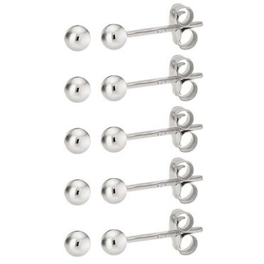 Kezef Set of 5 Sterling Silver 2mm Ball Earrings