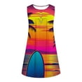 thumbnail image 3 of Sundresses for Women 2025 Baggy Boho Floral Printed Mini Beach Dress Henley Neck Sleeveless Dresses A-Line Mini Tank Dresses Light Breathable T Shirt Dress Beach Vacation Sundress, 3 of 4