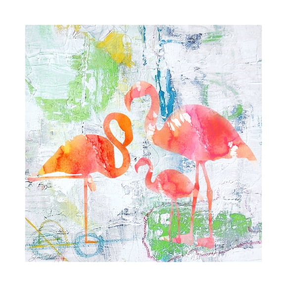Trademark Fine Art 'Tropical Flamingos' Canvas Art by Jean Plout