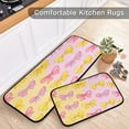 thumbnail image 5 of 2-Piece Kitchen Rugs Set Non-Slip Mats Carpet Floor for Kitchen, Bathroom (19.7"x27.6" & 19.7"x47.2") Yellow and Pink Bows, 5 of 7