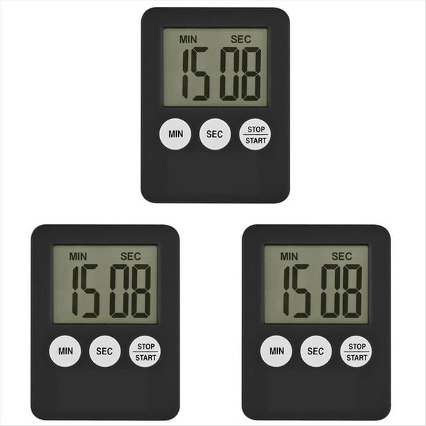 3X Temporizador de Cocina con Pantalla Digital LCD Súper Fina, Temporizador de Cocina Cuadrado, Cuenta Regresiva, Reloj Magnético