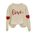 thumbnail image 3 of TKYCMSUAKI Valentine's Day Oversized Sweatshirts for Women Plaid Love Heart Print Shirts Long Sleeve Round Neck Sweatshirt Loose fit Tunic Tops, 3 of 7