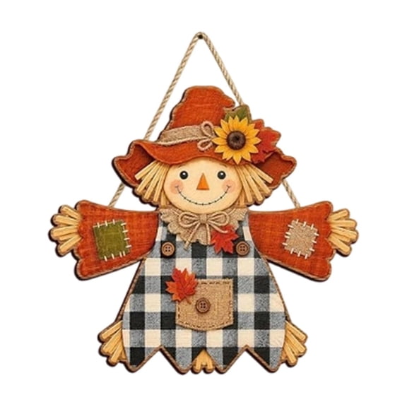 Trovenix Fall Scarecrow Home Decoration Pumpkin Maple Leaf Mailbox Wooden Ornament Thanksgiving Outdoor Sign