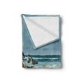 thumbnail image 2 of Driftwood Soft Flannel Fleece Throw Blanket, Raft of Driftwood on the Shoreline with Seagulls Wavy Seand the Sky Digital Image, Cozy Plush for Indoor and Outdoor Use, 70" x 90", Blue, by Ambesonne, 2 of 5