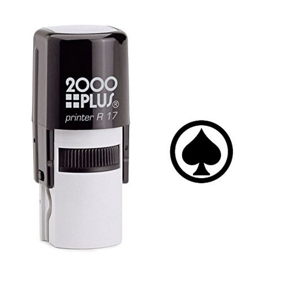 StampExpression - Spade in a Circle Self Inking Rubber Stamp - Black Ink (W-6380)