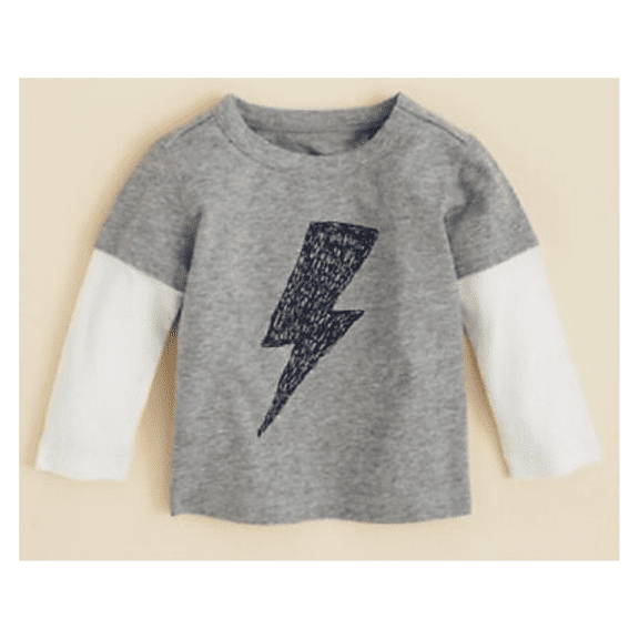 Bloomie's Boys' Lightning Bolt Top, Gray, Size 2T, MSRP $34