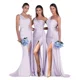 thumbnail image 1 of Vestido de dama de honor personalizado de un hombro para mujer, vestido de fiesta de sirena de satén plisado, vestidos de noche de fiesta de boda con abertura lateral larga, 1 of 5