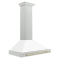 thumbnail image 3 of ZLINE 36" Autograph Edition DuraSnow Stainless Steel Range Hood with White Matte Shell and Gold Handle, 3 of 5