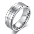 thumbnail image 3 of EOEMY 8mm Black Silver Polished+Matte Wedding Bands Men'S Titanium Steel Ring Sz 7-12, 3 of 9