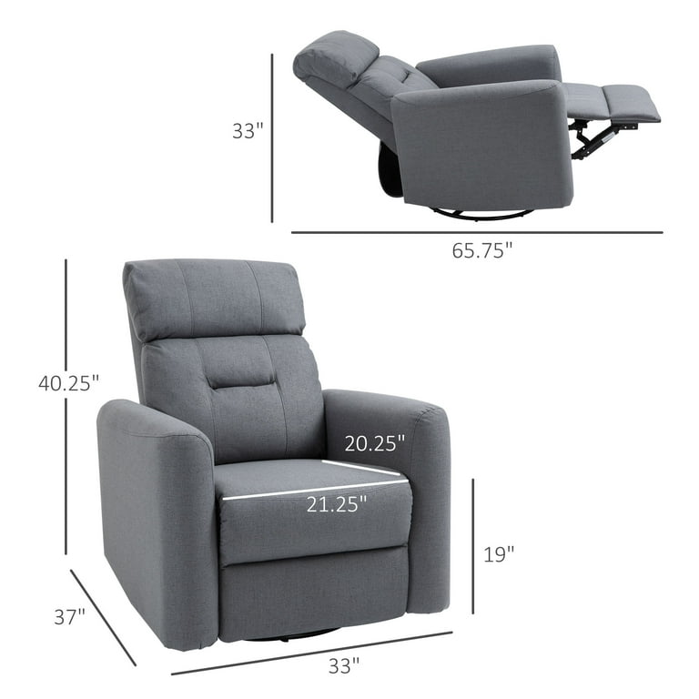 HOMCOM Manual Recliner Chair Rock Swivel Armchair Upholstered