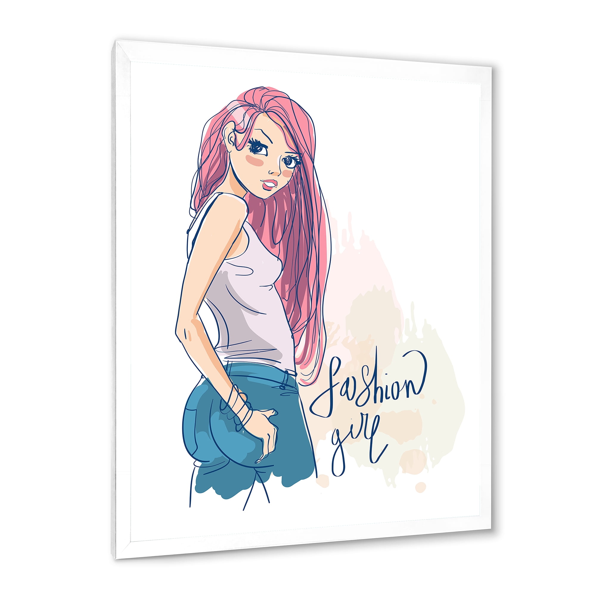 Designart 'Trendy Fashion Woman I' Children's Art Framed Art Print