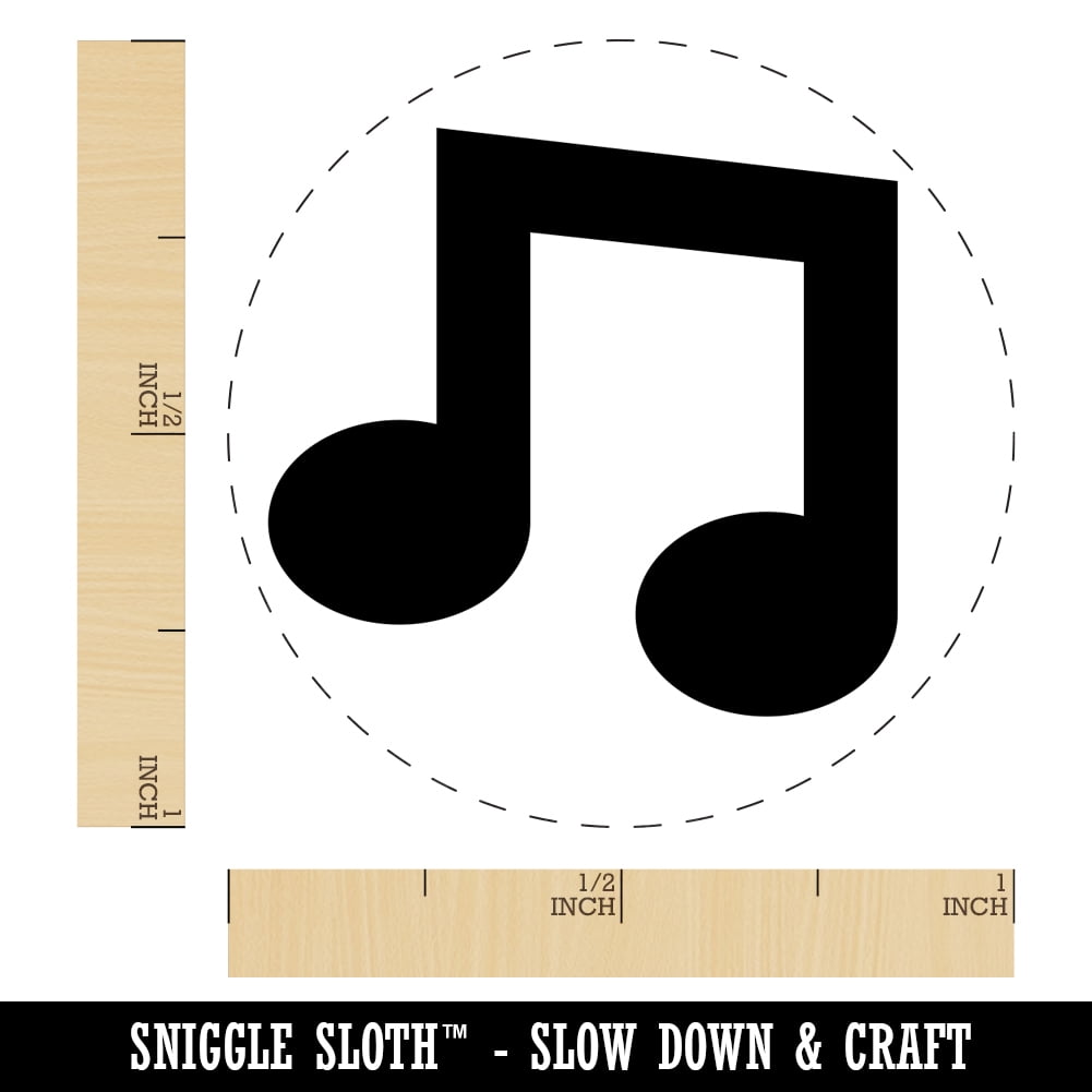 Music Eighth Notes Self-Inking Rubber Stamp Ink Stamper - Yellow Ink - Medium 1 Inch