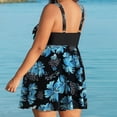 thumbnail image 4 of ibiyuan Plus Size Swimsuit for Women Two Piece Bathing Suits Swim Tummy Control Flowy Swimwear Tropical Printed 2 Piece Swimsuit for Women,Blue, 4 of 7