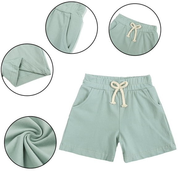 Kkkded Baby Toddler Cotton Shorts for Boys Girls Summer Cotton Baby Casual Shorts Elastic Soft Comfort Pants Shortie Shorts for 9M-5Y